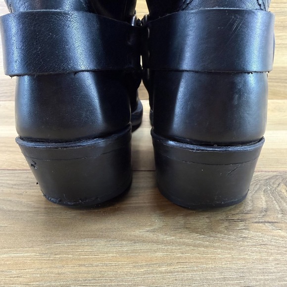 FRYE Harness Biker Boots Womens 8.5 M Black Leather Square Toe - Picture 7 of 12